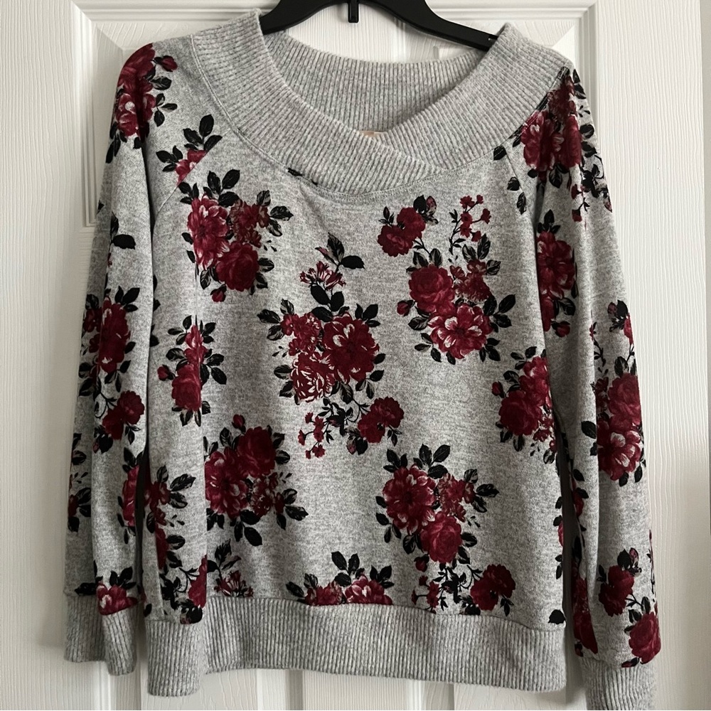 Grey floral sweater